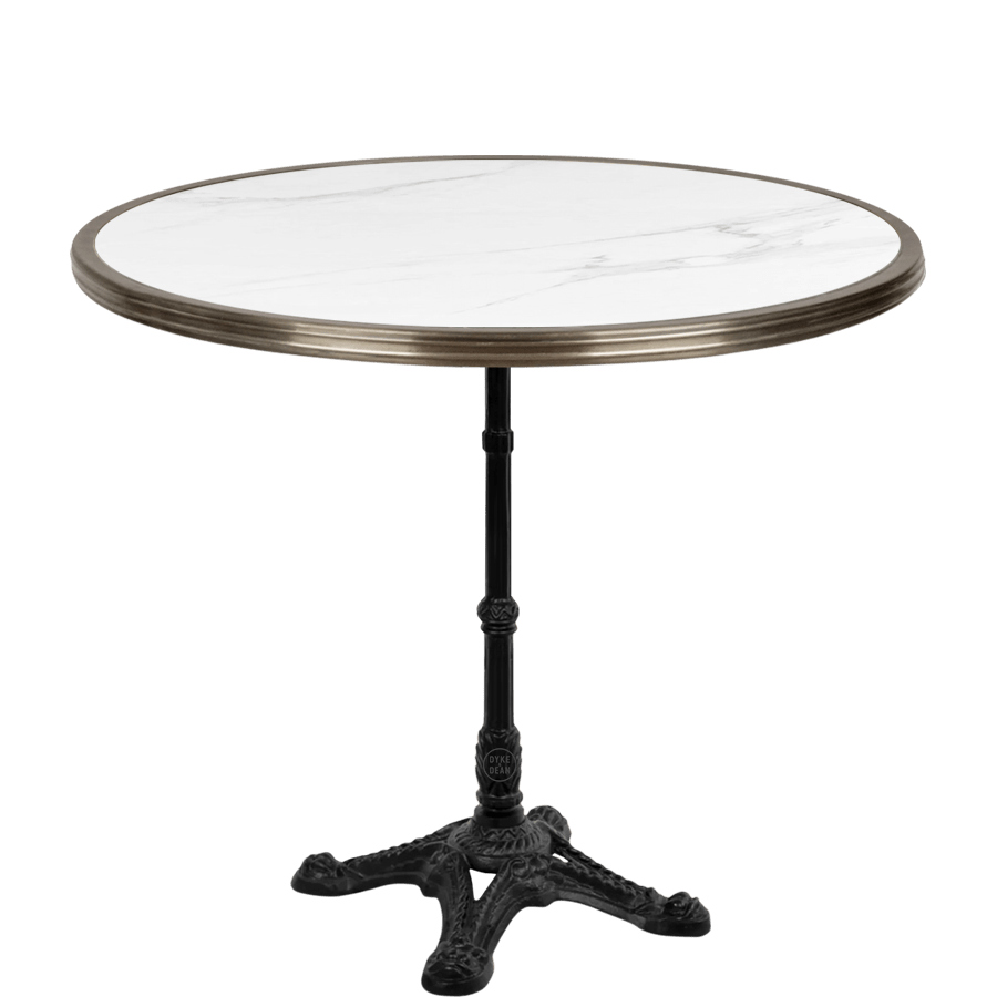 CARRARA WHITE CERAMIC FRENCH BISTRO TABLE 28” - DYKE & DEAN