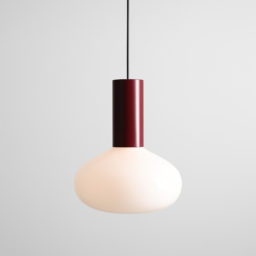 FLO OPAL GLASS ORB LARGE PENDANT LIGHT RUBY RED - DYKE & DEAN