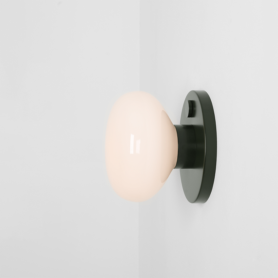 FLO OPAL GLASS ORB SWITCH WALL LIGHT MOSS GREEN - DYKE & DEAN