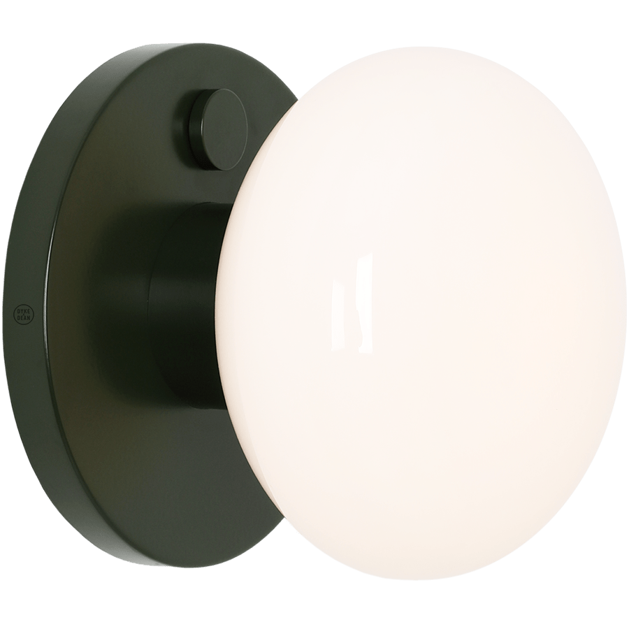 FLO OPAL GLASS ORB SWITCH WALL LIGHT MOSS GREEN - DYKE & DEAN