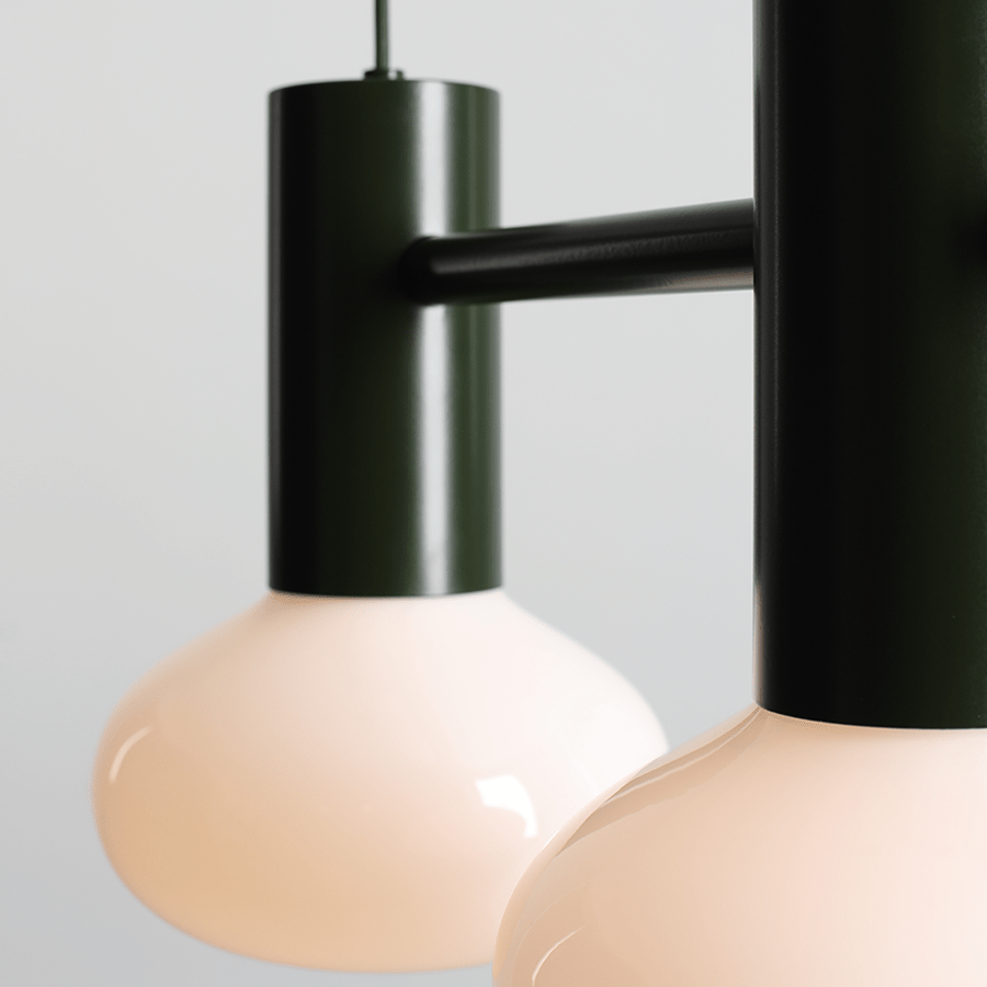 FLO SUSPENSION PENDANT 2 OPAL GLASS LIGHT MOSS GREEN - DYKE & DEAN