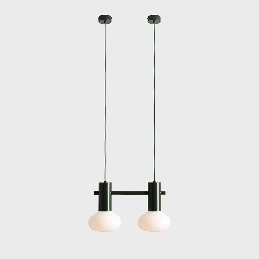 FLO SUSPENSION PENDANT 2 OPAL GLASS LIGHT MOSS GREEN - DYKE & DEAN