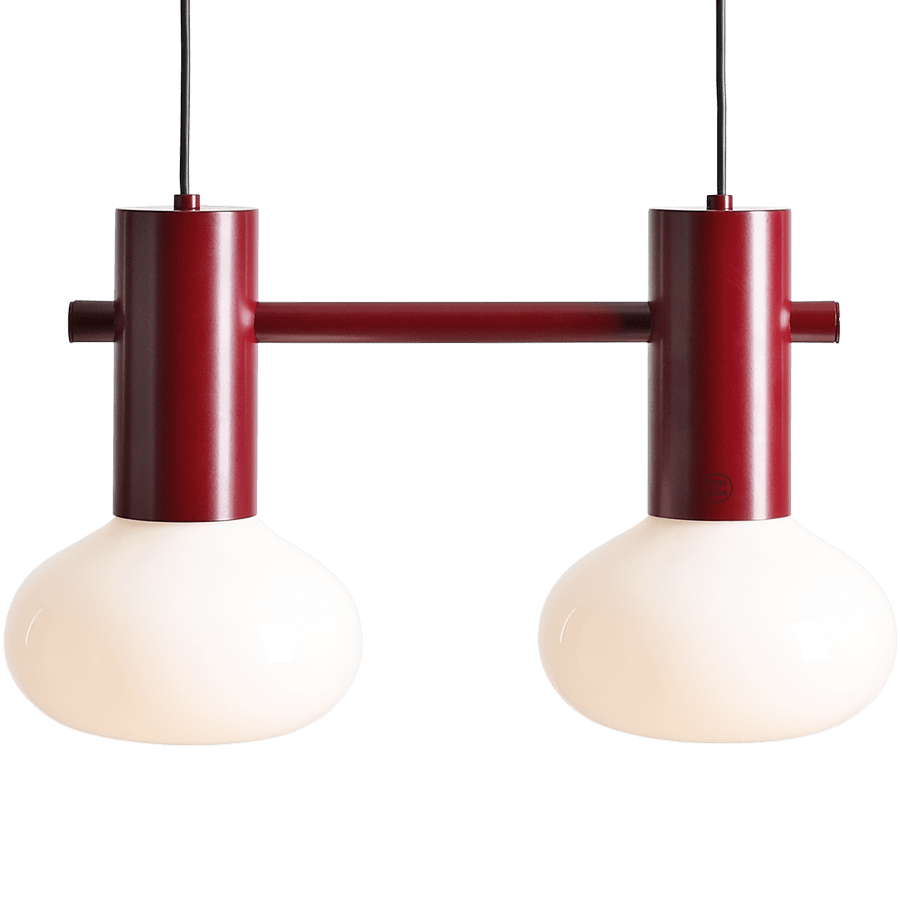FLO SUSPENSION PENDANT 2 OPAL GLASS LIGHT RUBY RED - DYKE & DEAN