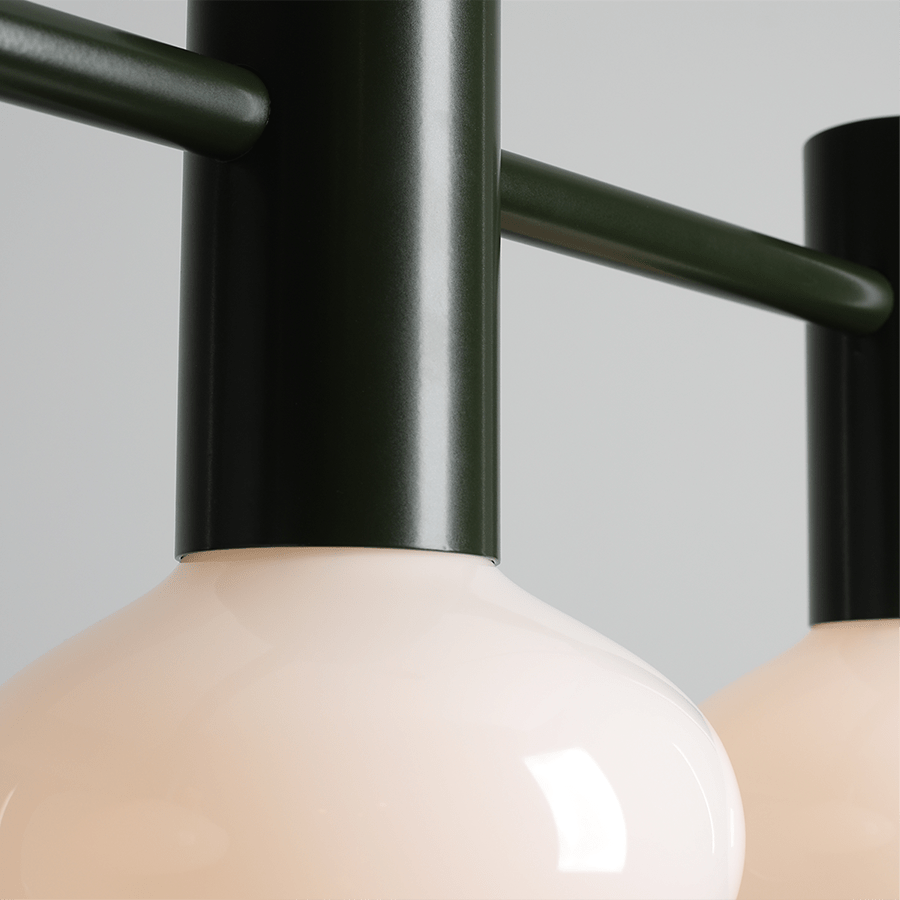 FLO SUSPENSION PENDANT 3 OPAL GLASS LIGHT MOSS GREEN - DYKE & DEAN