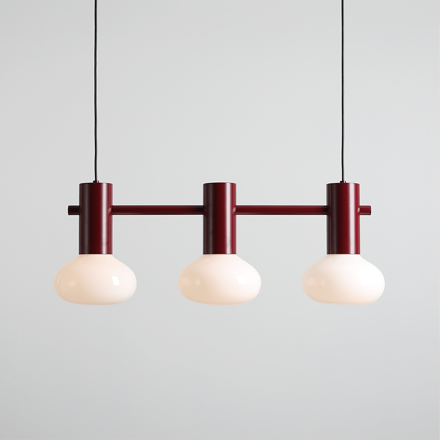 FLO SUSPENSION PENDANT 3 OPAL GLASS LIGHT RUBY RED - DYKE & DEAN