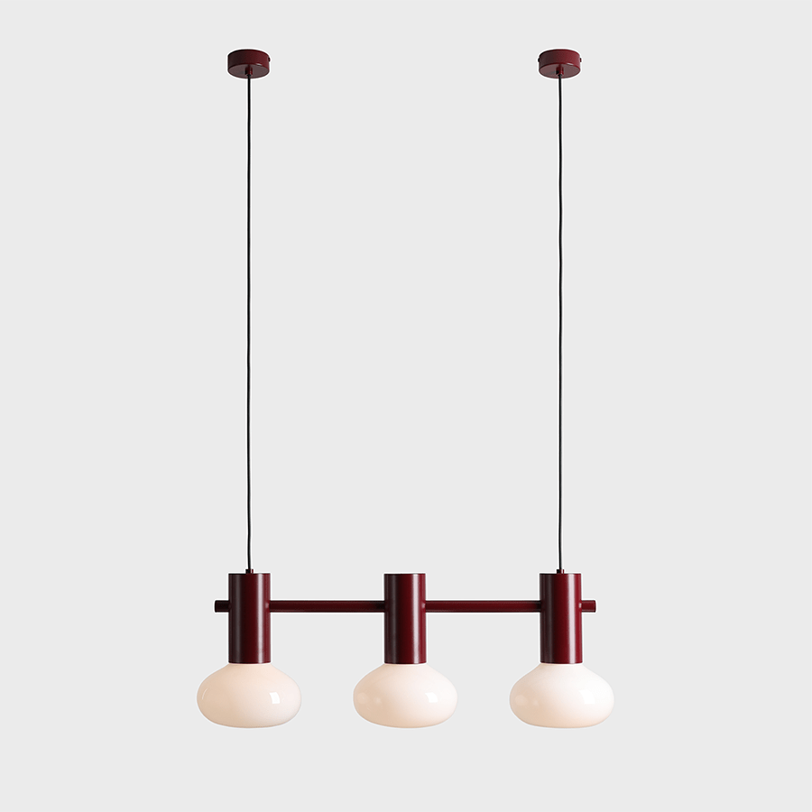 FLO SUSPENSION PENDANT 3 OPAL GLASS LIGHT RUBY RED - DYKE & DEAN