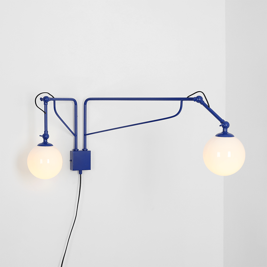 FUNCTIONAL ADJUSTABLE LONG WALL ARM DOUBLE LIGHT COBALT - DYKE & DEAN