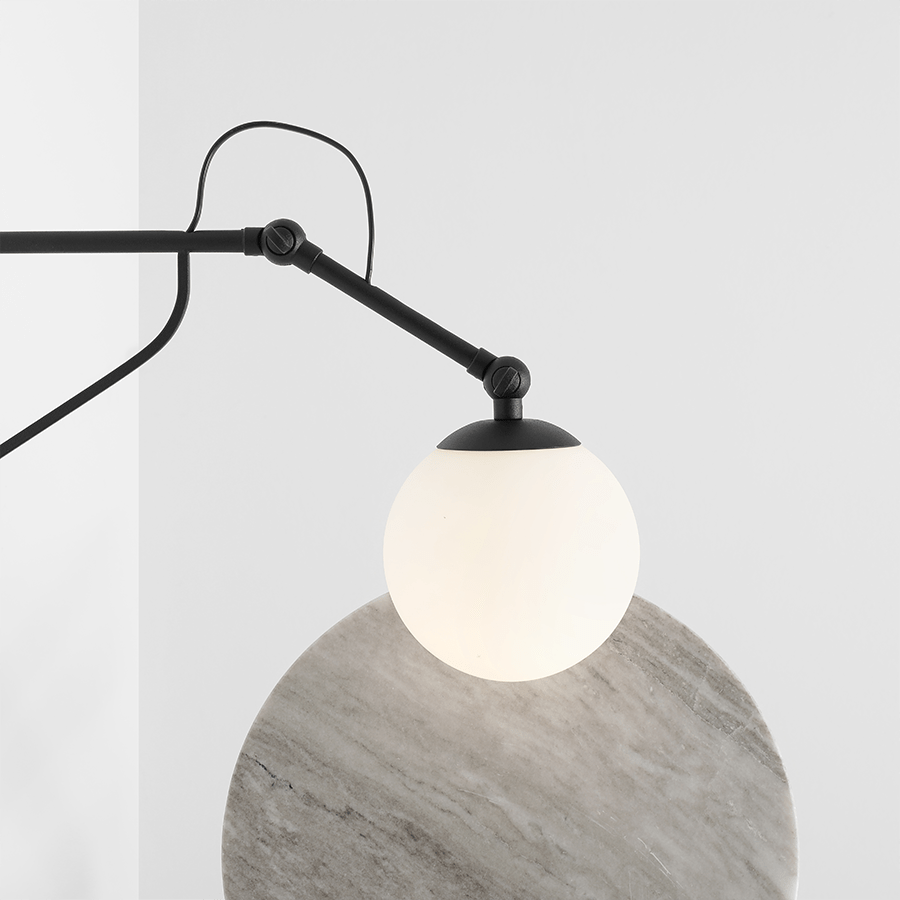 FUNCTIONAL ADJUSTABLE LONG WALL ARM LIGHT BLACK - DYKE & DEAN