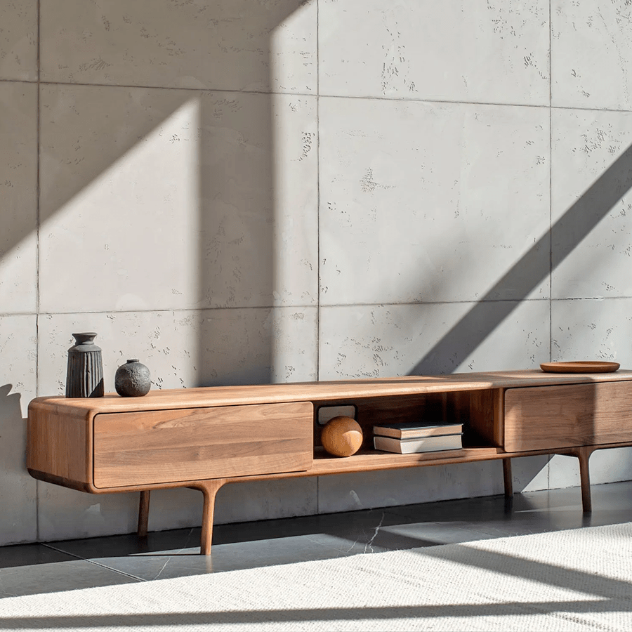 GAZZDA FAWN LOW SIDE BOARD WALNUT 2 DRAWERS - DYKE & DEAN