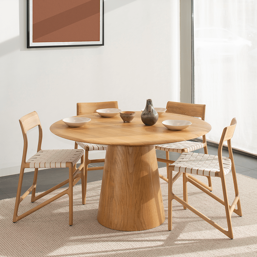 GAZZDA ROUND MUSHROOM DINING TABLE OAK - DYKE & DEAN