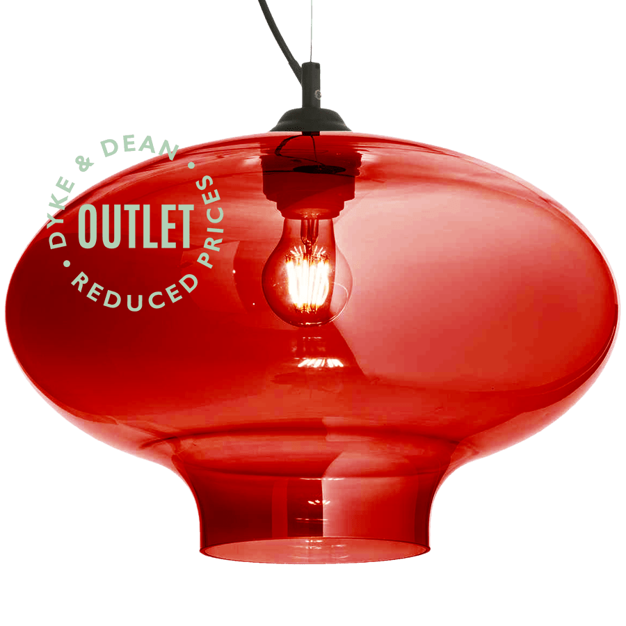 RED GLASS PENDANT LIGHT E27 OUTLET - DYKE & DEAN