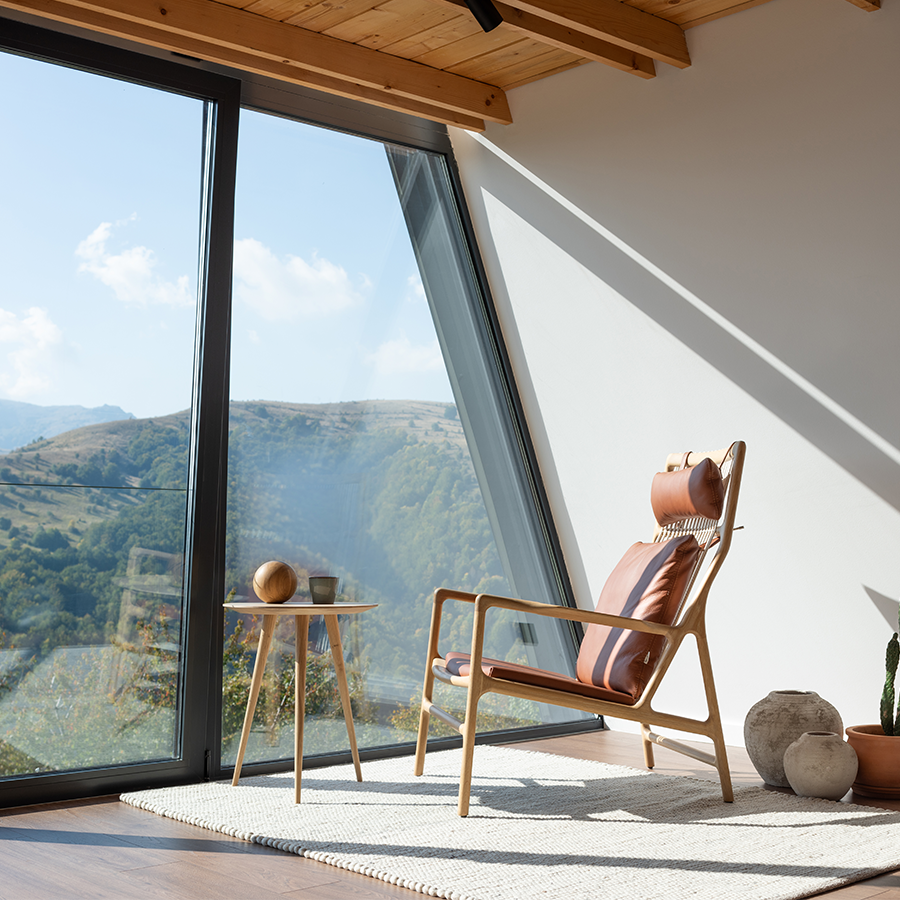 GAZZDA ROUND ARP TABLE SMOKED OAK 55CM