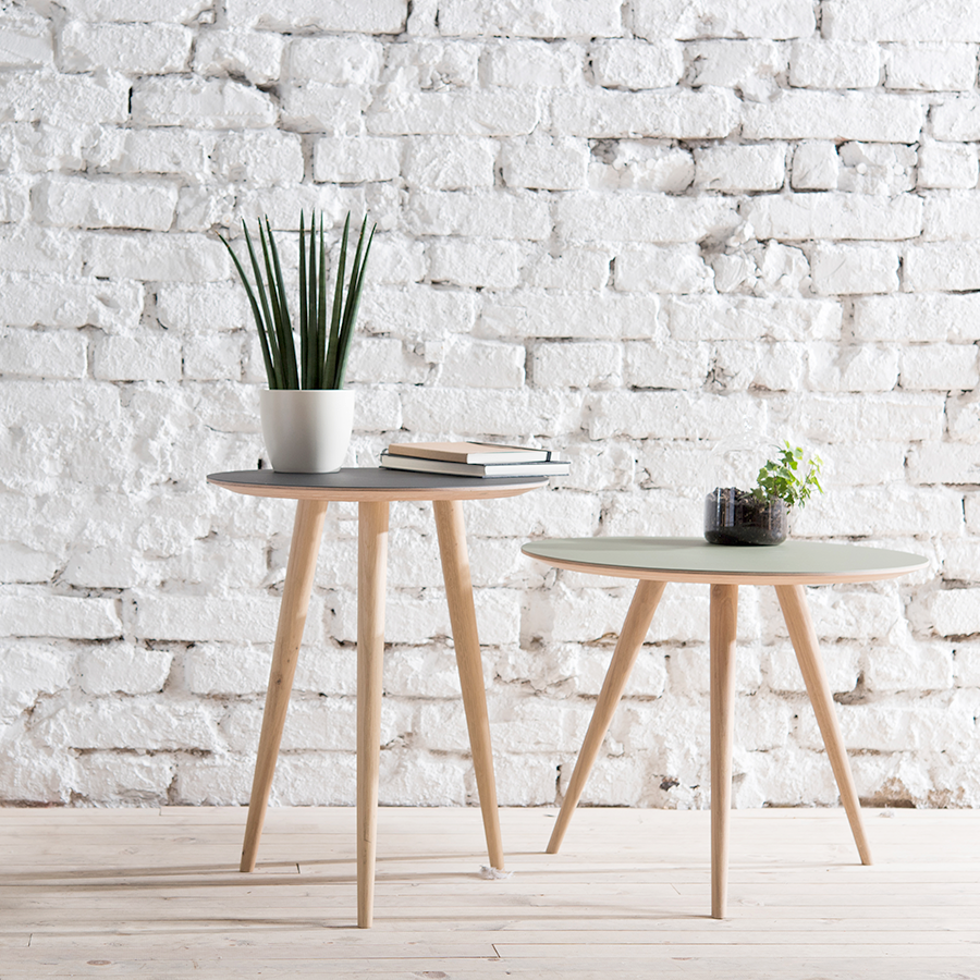 GAZZDA ROUND ARP TABLE SMOKED OAK 55CM