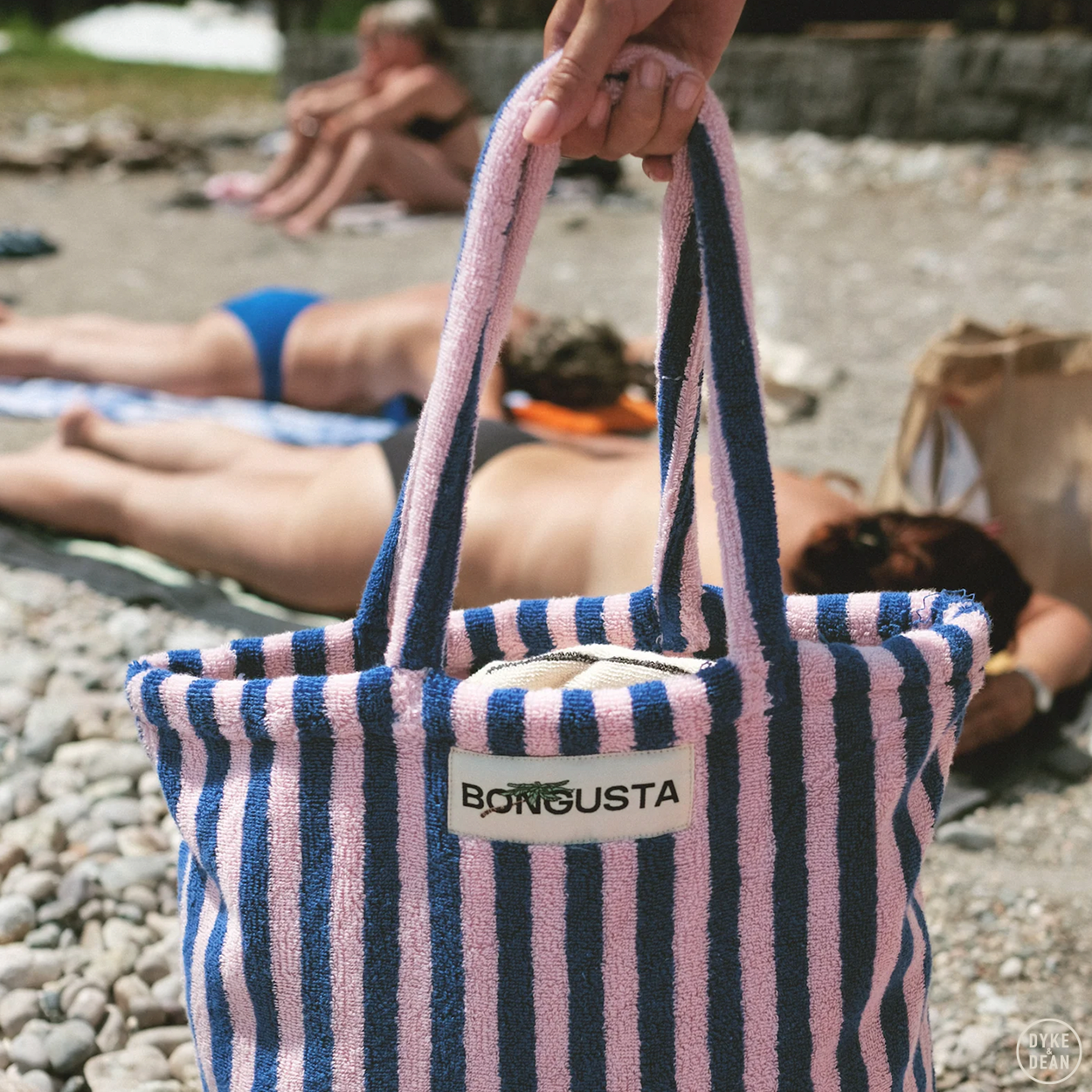 TOWEL FABRIC TOTE BAG WINE & LAVENDER BLUE