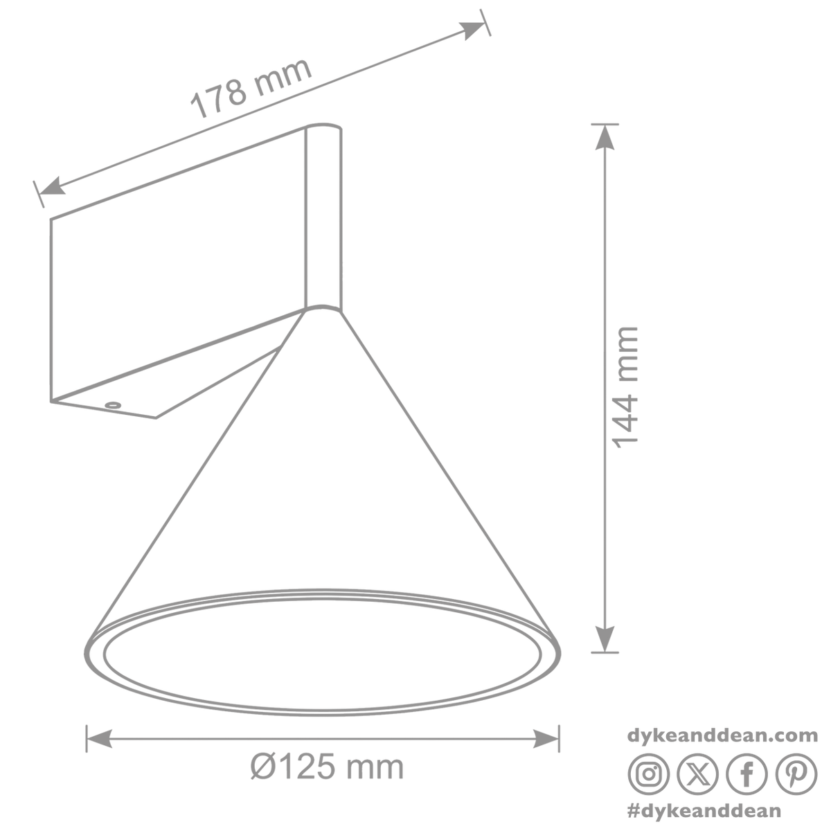 Conical up down wall light brushed Aluminium