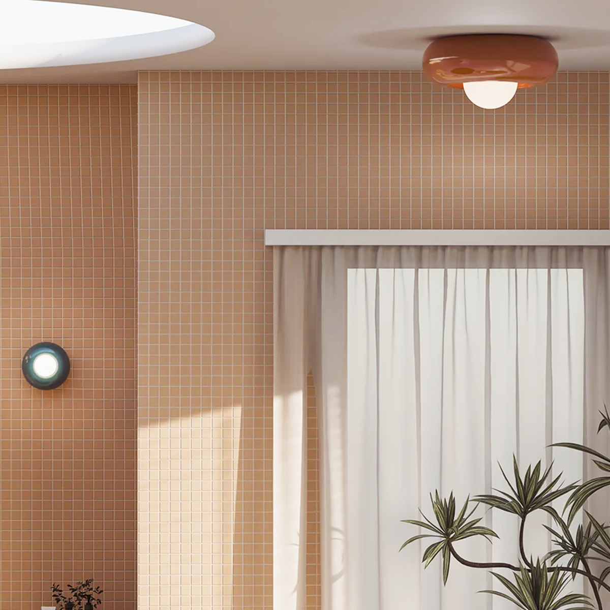 FERROLUCE BUMBUM CERAMIC DISC SCONCE WALL LIGHT LARGE