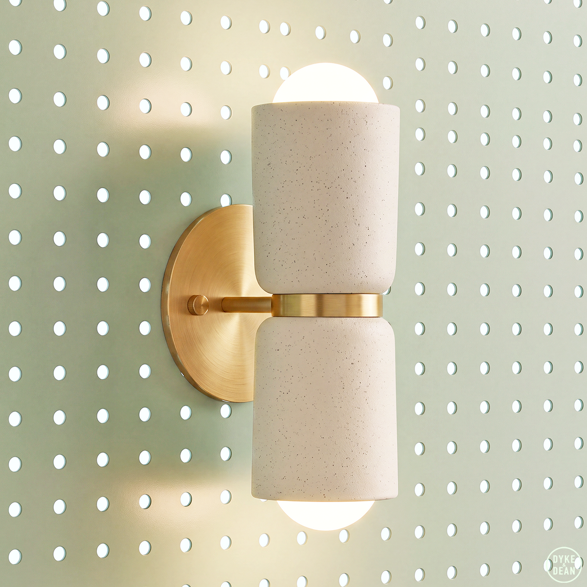 Double Ceramic Up Down Light With Brass Wall Plate