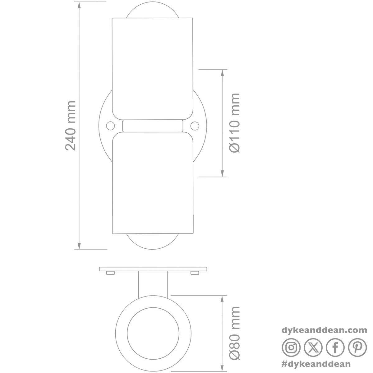 Double Ceramic Up Down Light With Brass Wall Plate