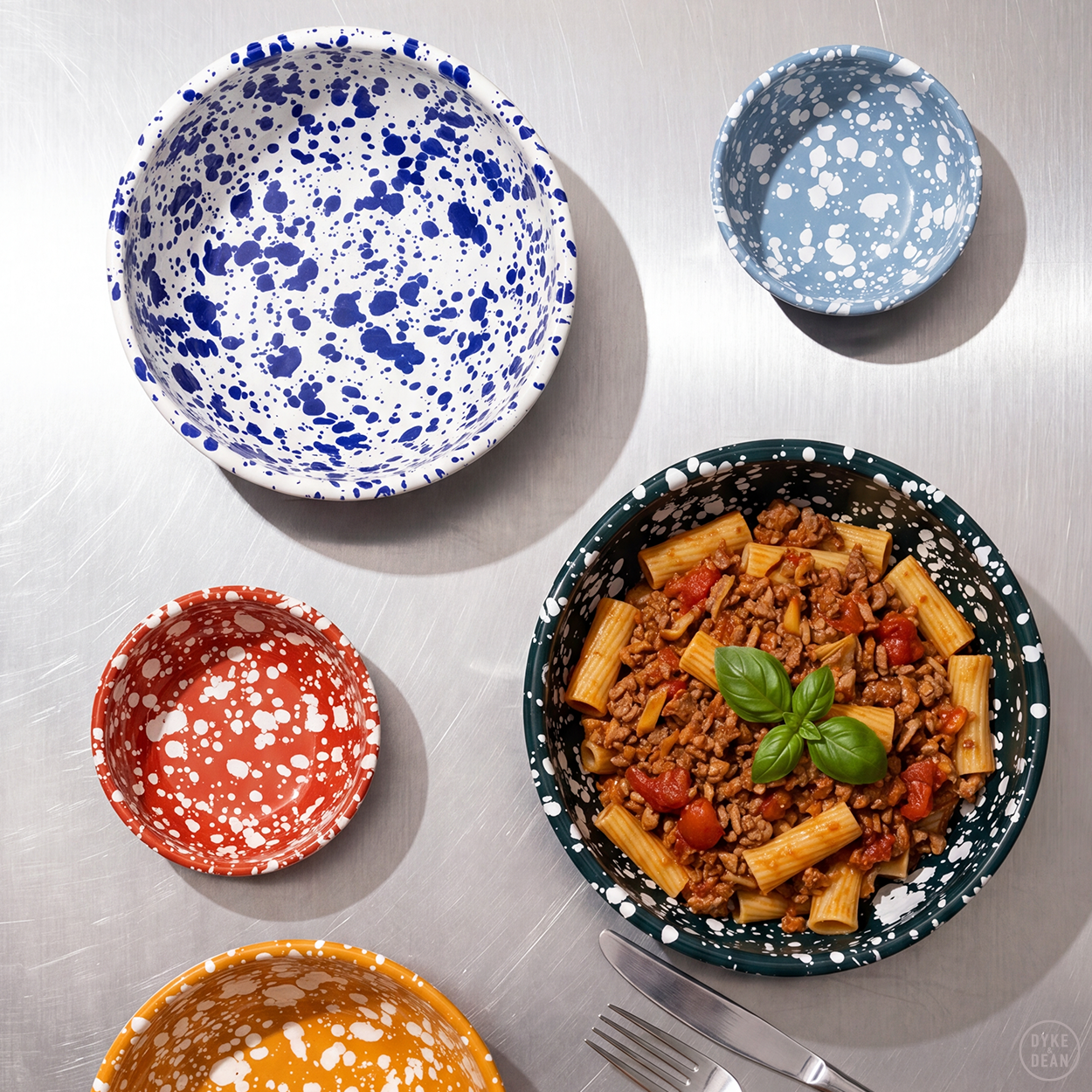 YELLOW & CREAM LARGE SPLATTER ENAMEL BOWL