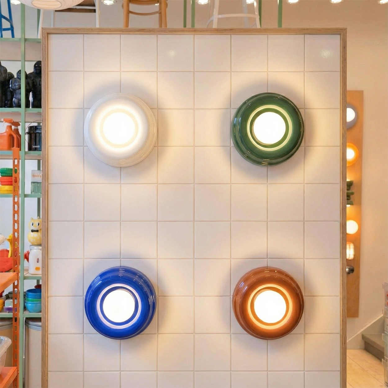 BLUE ORBIT GLASS GLOBE WALL CEILING LIGHT