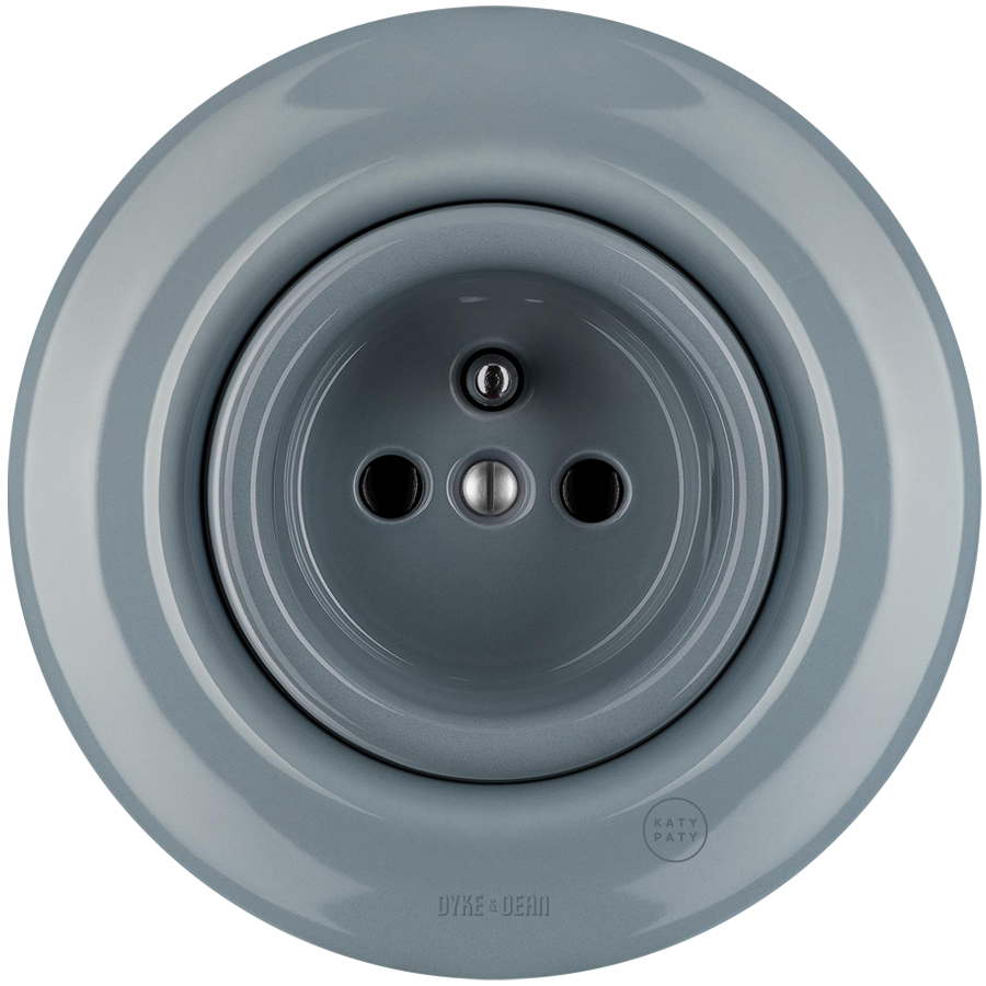 PORCELAIN 2 PIN WALL SOCKET ASH GREY