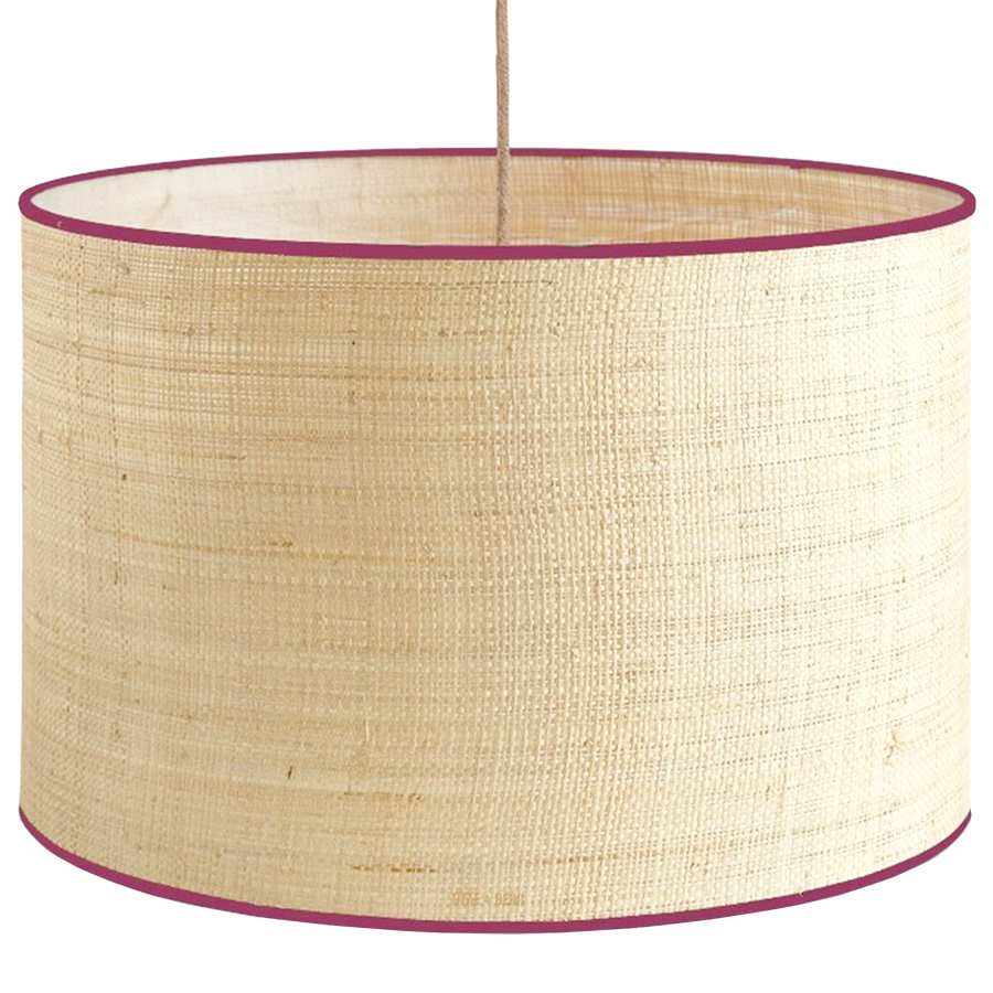 RAFFIA TRIM NATURAL SHADE E27 DRUM PLUM RIM