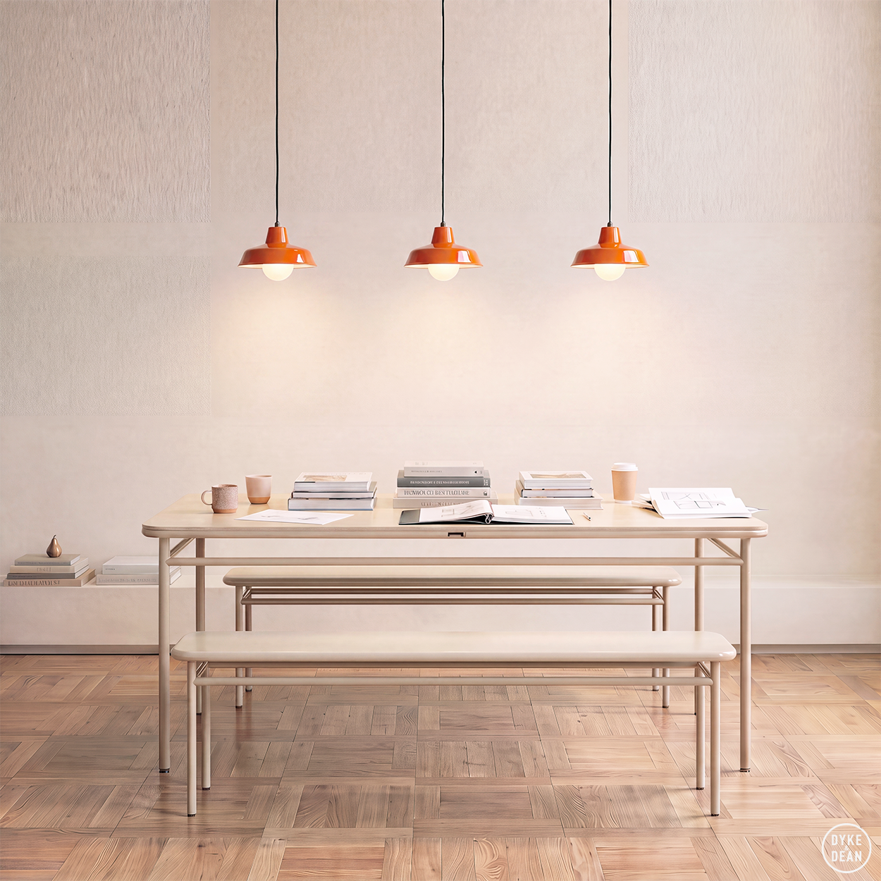DYKE & DEAN SMALL PENDANT LAMPSHADE ORANGE E27 BULB HOLDER