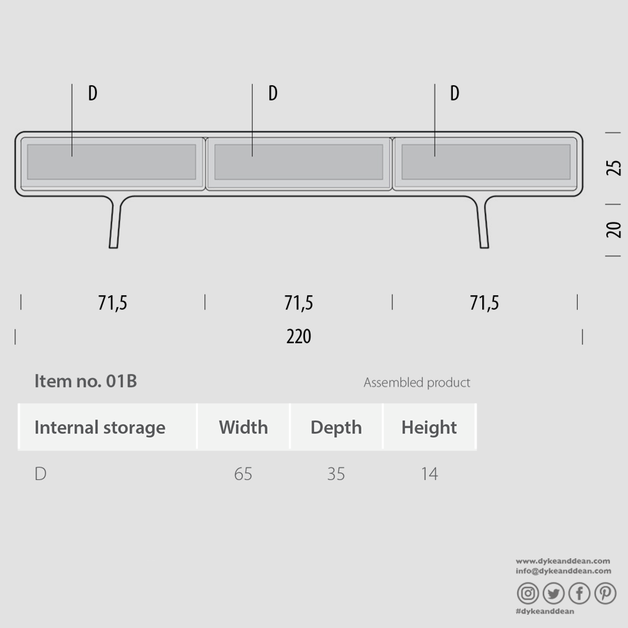 GAZZDA FAWN LOW SIDE BOARD WALNUT 3 DRAWERS