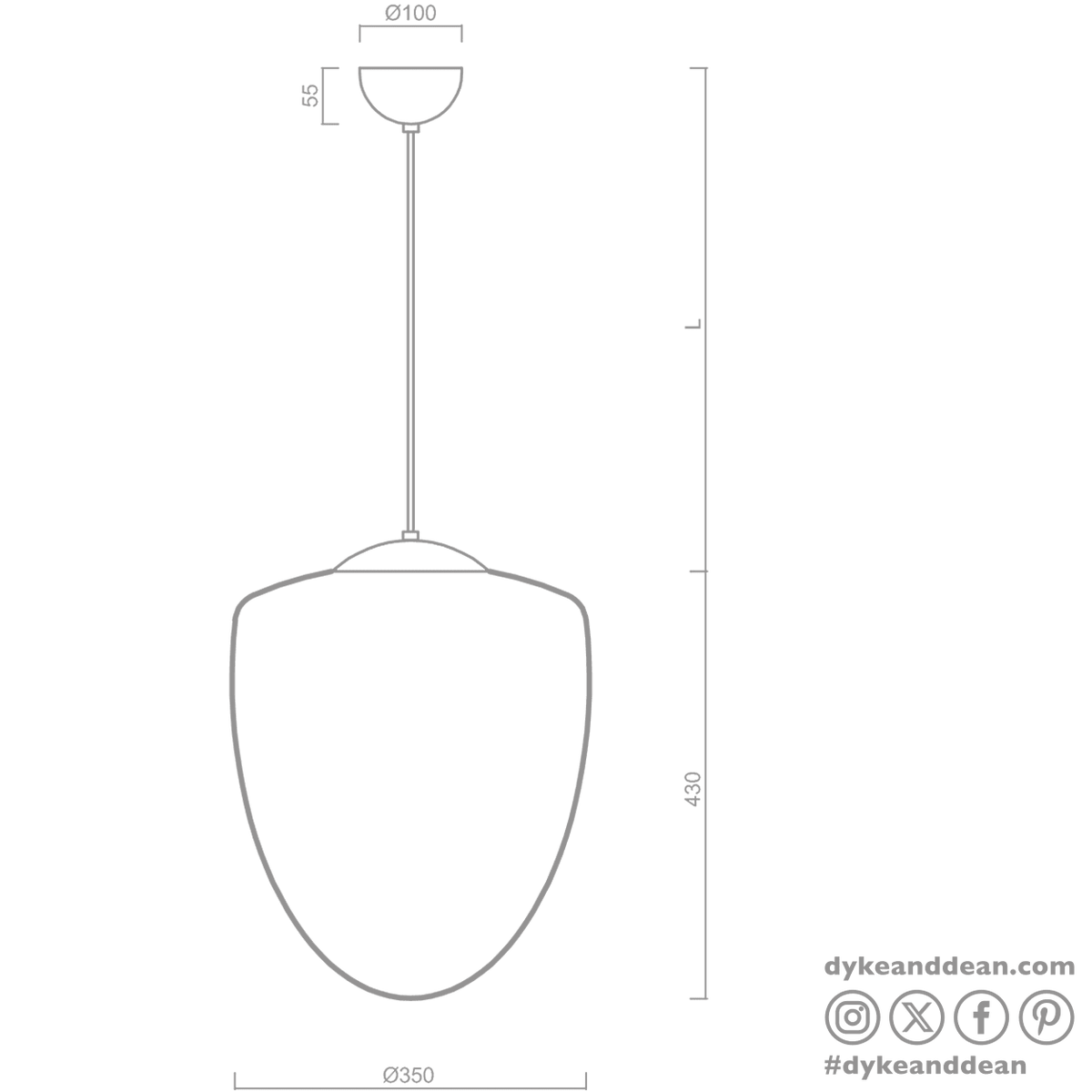 ACORN PENDANT BRASS 350mm - DYKE & DEAN