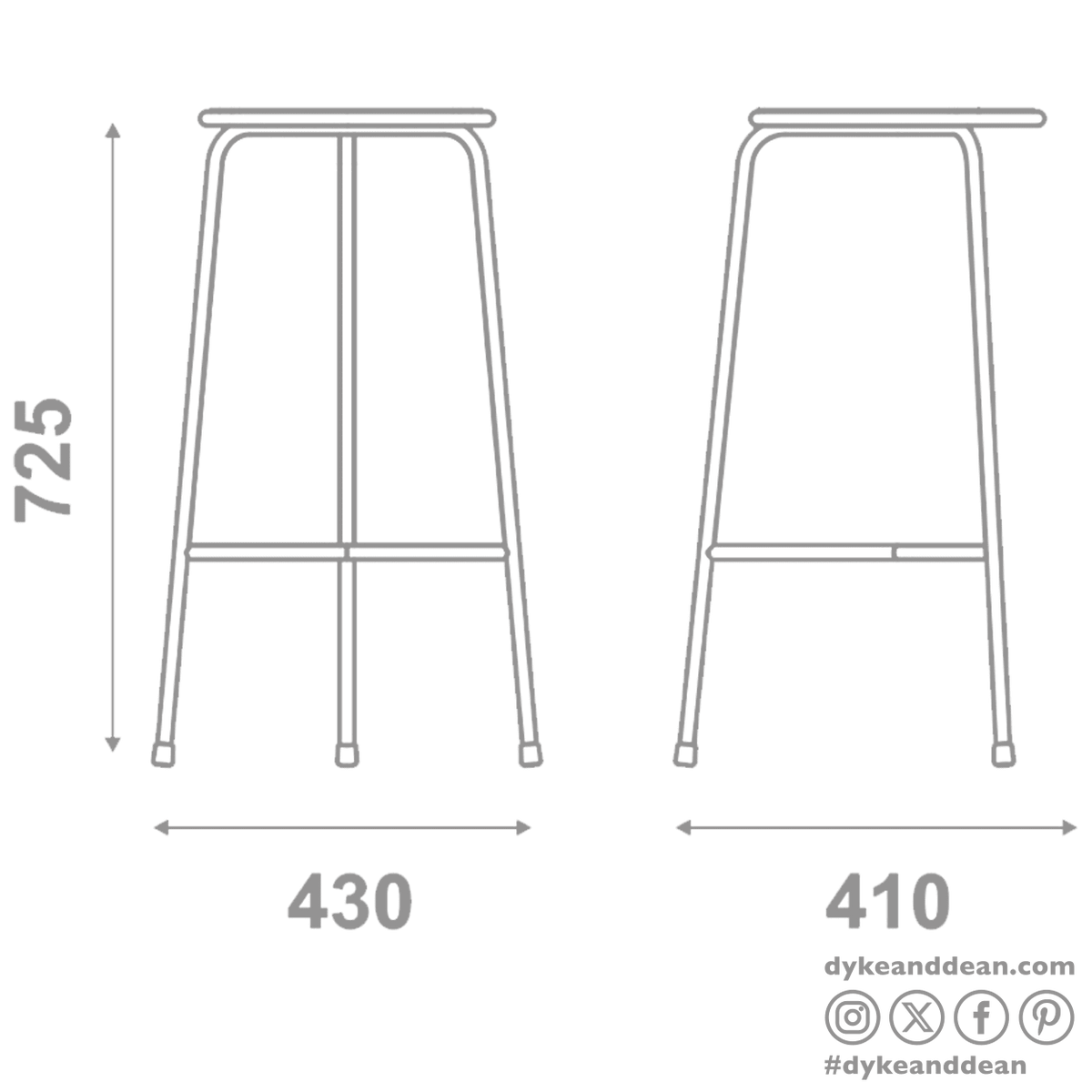 ADICO AÇO HIGH BAR STOOL - DYKE & DEAN