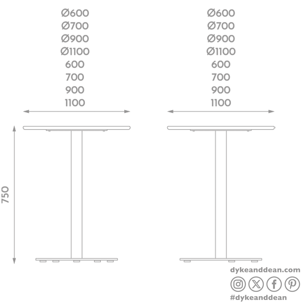 ADICO PLANA ROUND FOLDING TABLE STEEL - DYKE & DEAN