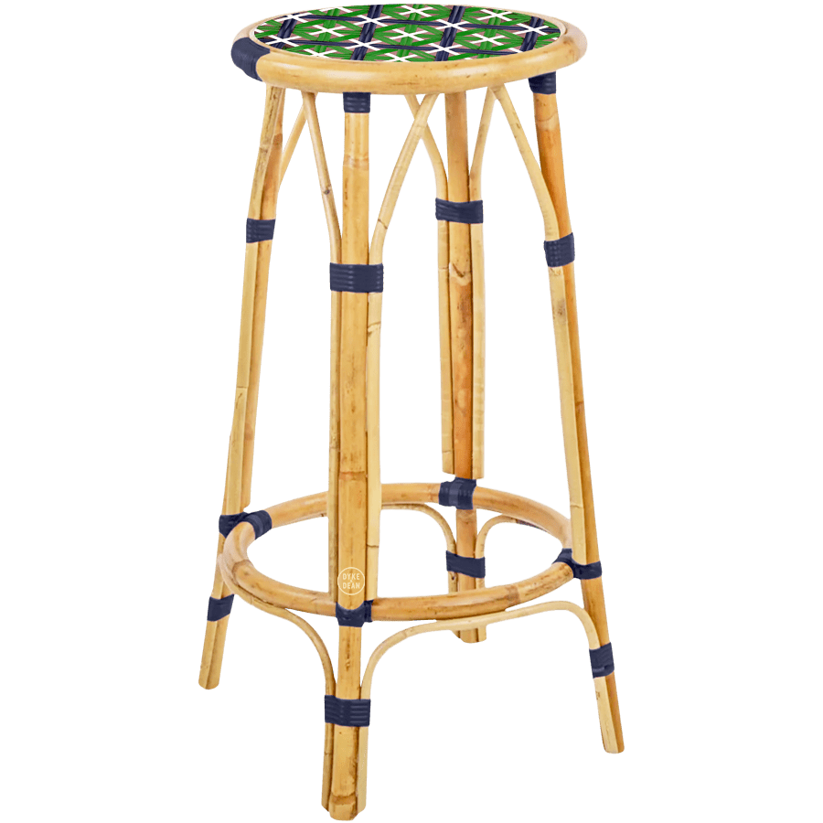 BISTRO RATTAN BAR STOOL CROSSES BLUE GREEN - DYKE & DEAN
