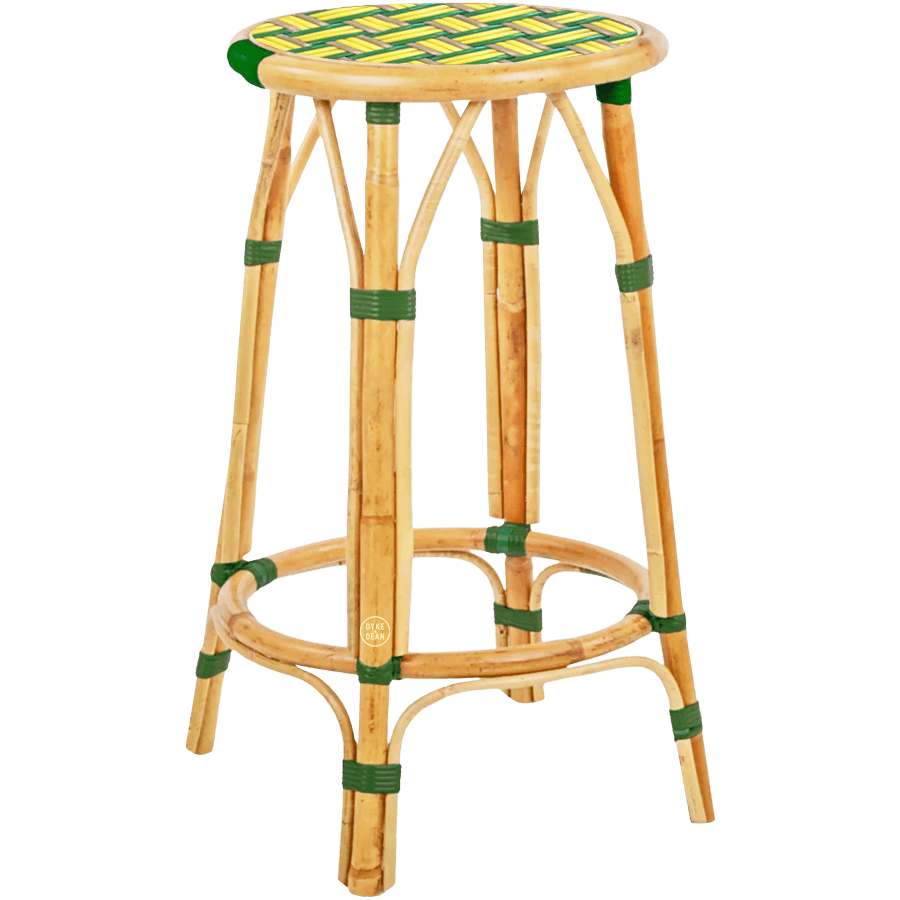 BISTRO RATTAN COUNTER STOOL WEAVE GREEN YELLOW - DYKE & DEAN