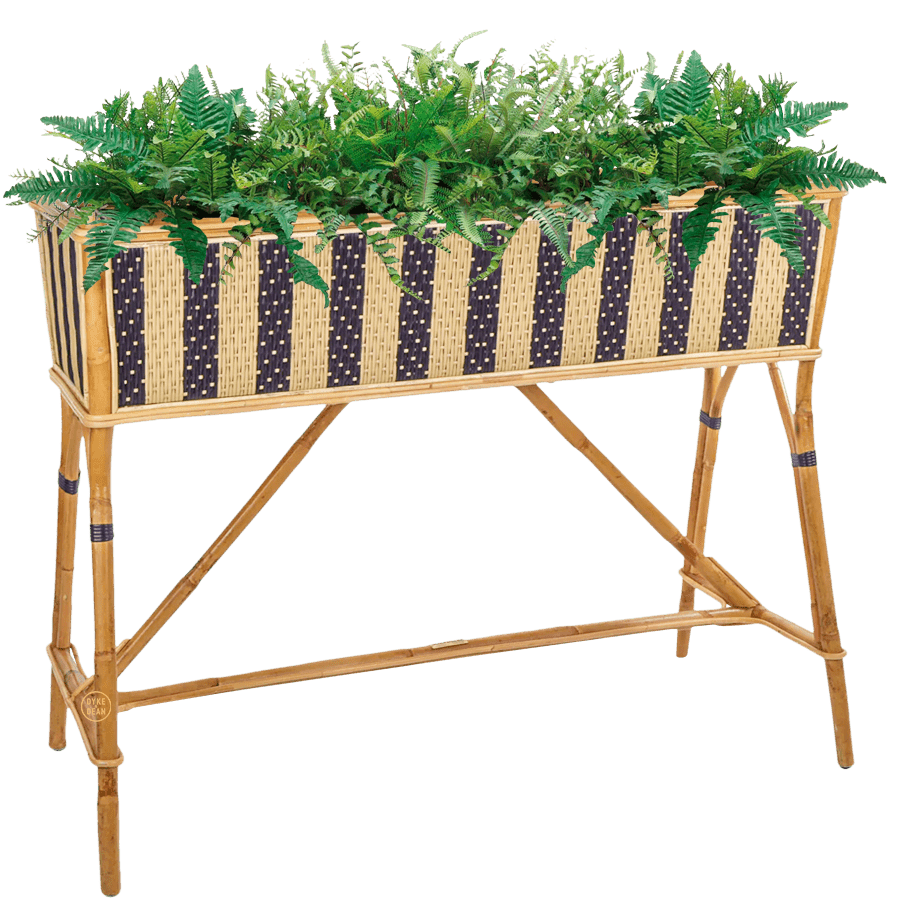 BISTRO RATTAN PLANTER WITH STAND STRIPES BLACK GOLD - DYKE & DEAN
