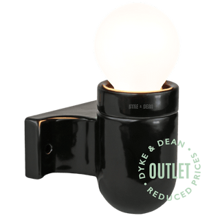 BLACK CERAMIC E27 WALL LIGHT FITTING OUTLET - DYKE & DEAN