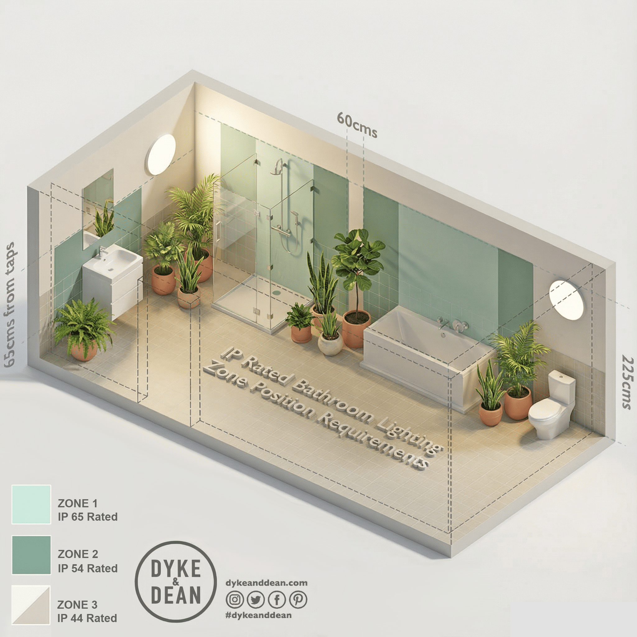 BLACK DOUBLE PORCELAIN WATERPROOF WALL MOUNTED LIGHT - DYKE & DEAN