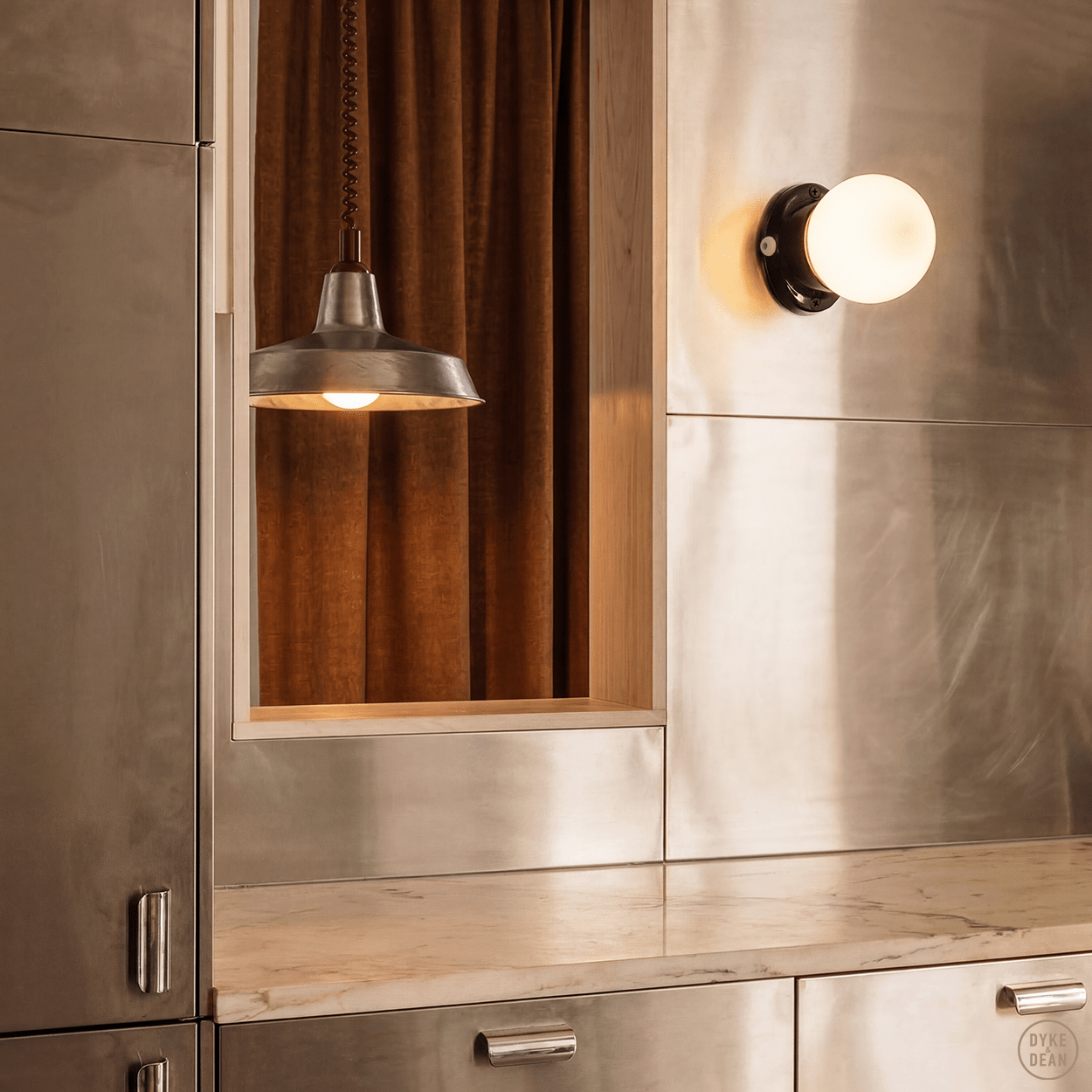 BLACK PORCELAIN GLOBE WATERPROOF WALL LIGHT - DYKE & DEAN