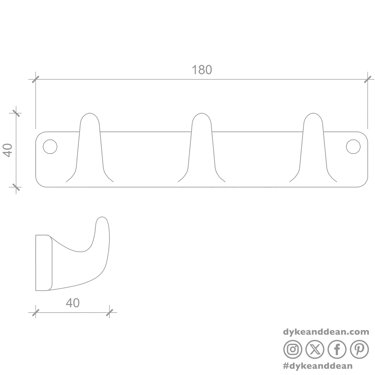 BLACK PORCELAIN HOOK 3 - DYKE & DEAN