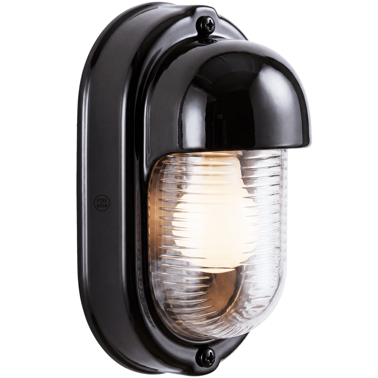 BLACK PORCELAIN VERTICAL BULKHEAD LAMP - DYKE & DEAN