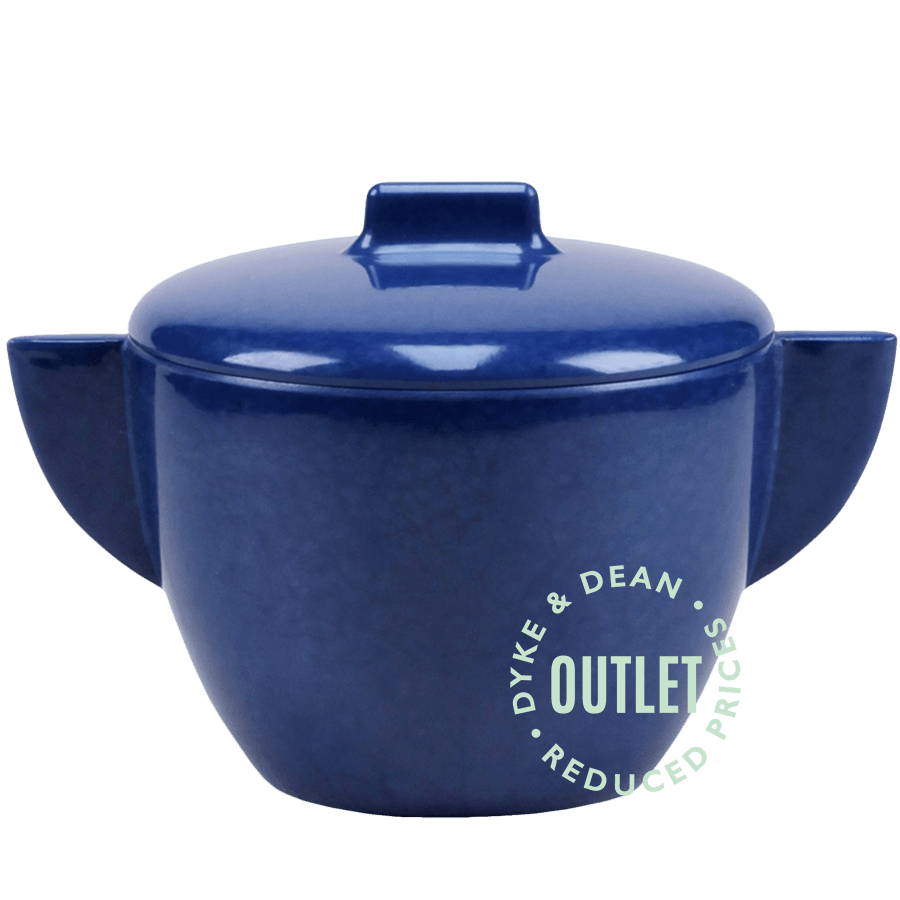 BLUE MELAMINE SUGAR BOWL WITH LID OUTLET - DYKE & DEAN