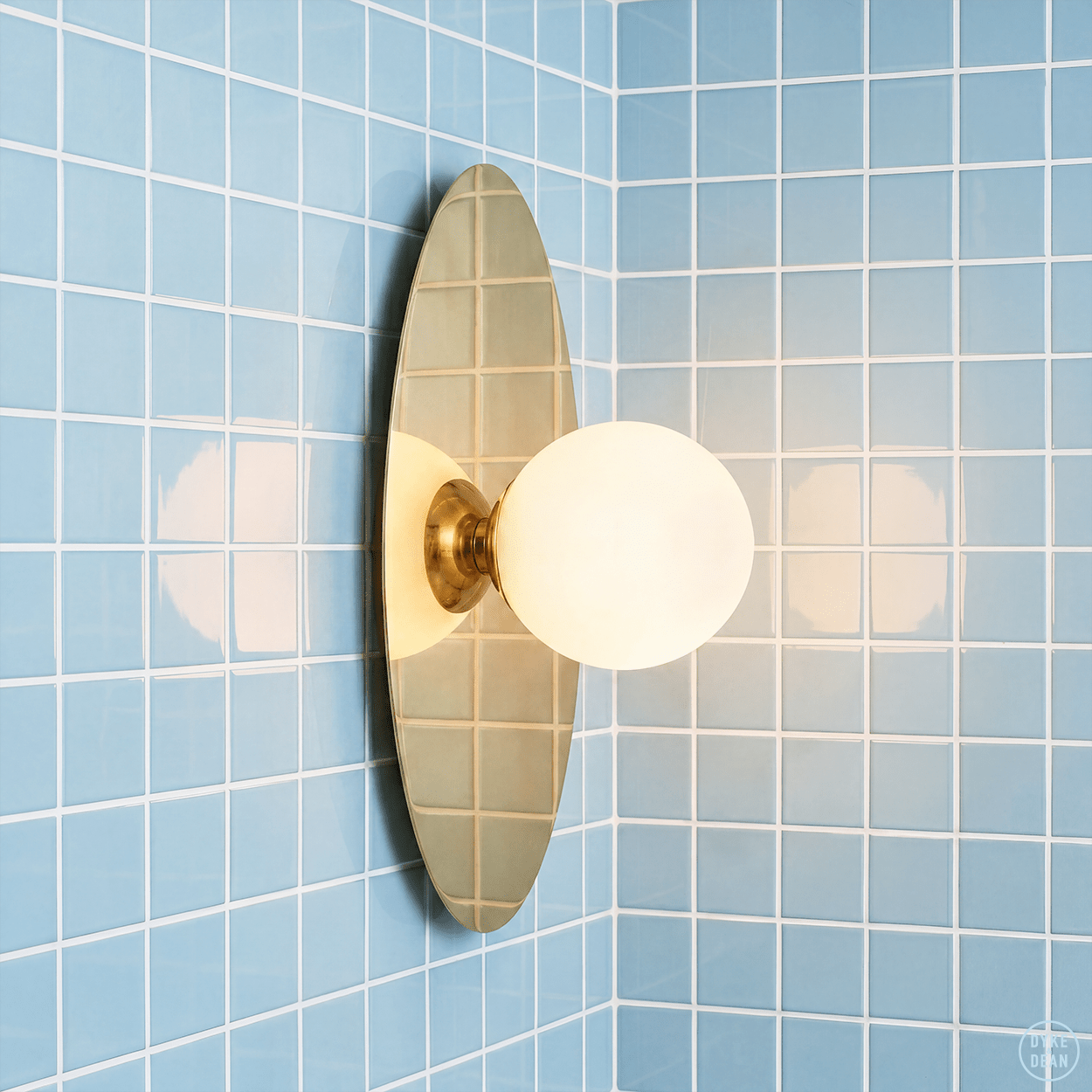 BRASS DISC SMALL GLOBE WALL LIGHT - DYKE & DEAN