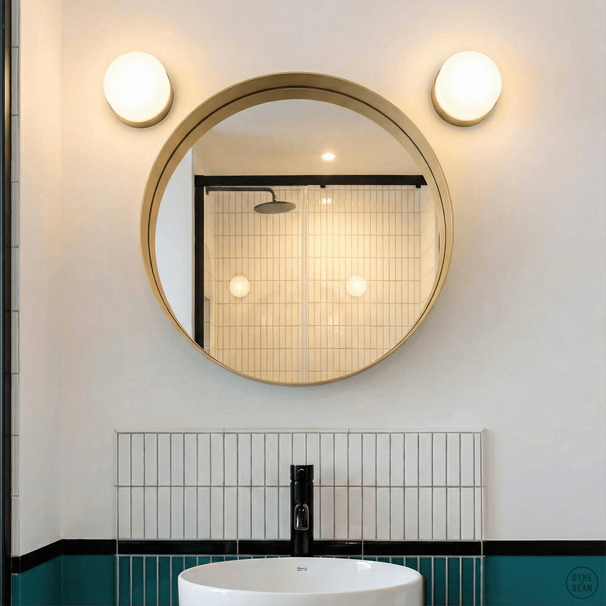 BROWN PORCELAIN WATERPROOF WALL DISC LIGHT - DYKE & DEAN