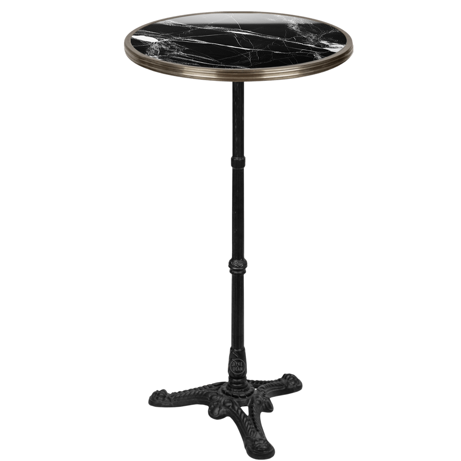 CARRARA BLACK CERAMIC FRENCH BISTRO BAR TABLE 20” - DYKE & DEAN