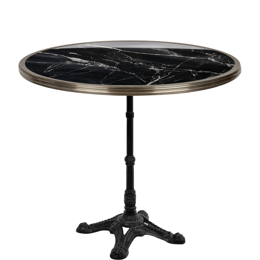CARRARA BLACK CERAMIC FRENCH BISTRO TABLE 28” - DYKE & DEAN