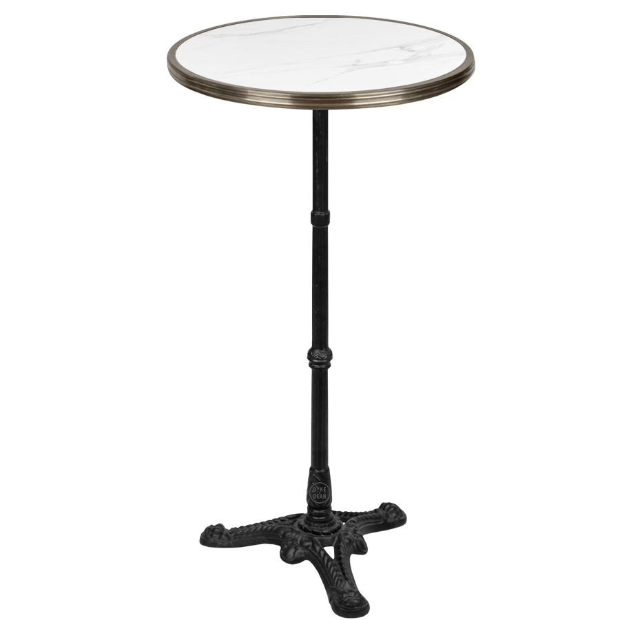 CARRARA WHITE CERAMIC FRENCH BISTRO BAR TABLE 20” - DYKE & DEAN