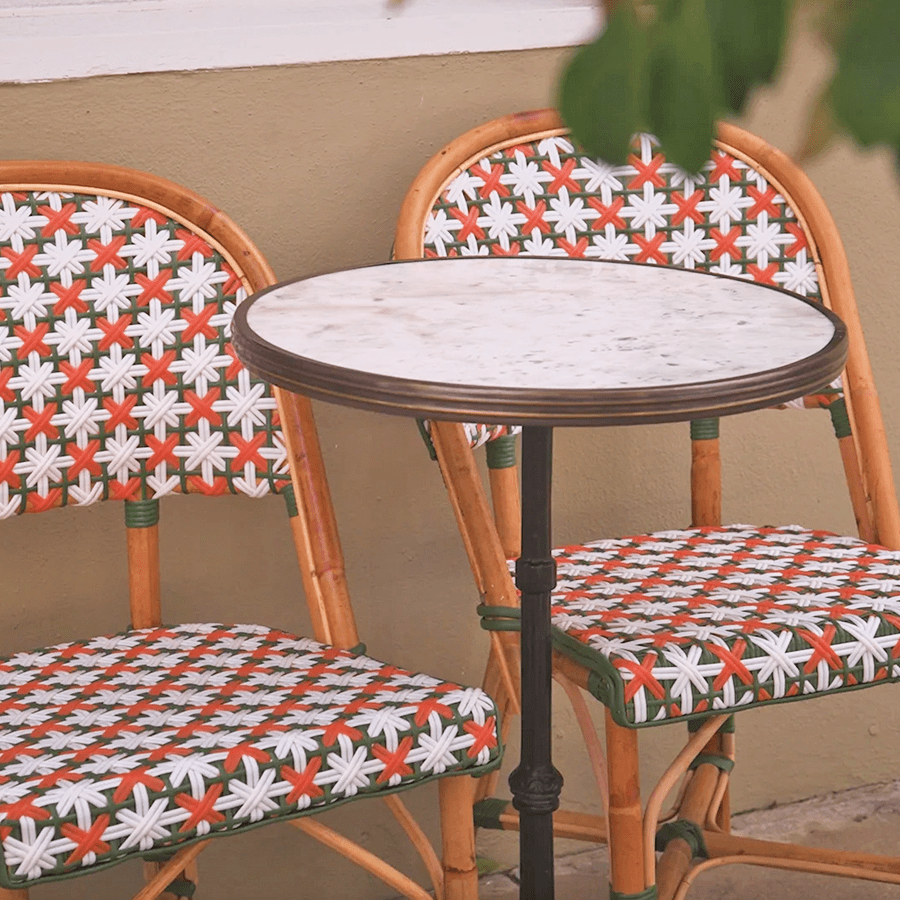 CARRARA WHITE CERAMIC FRENCH BISTRO BAR TABLE 20” - DYKE & DEAN