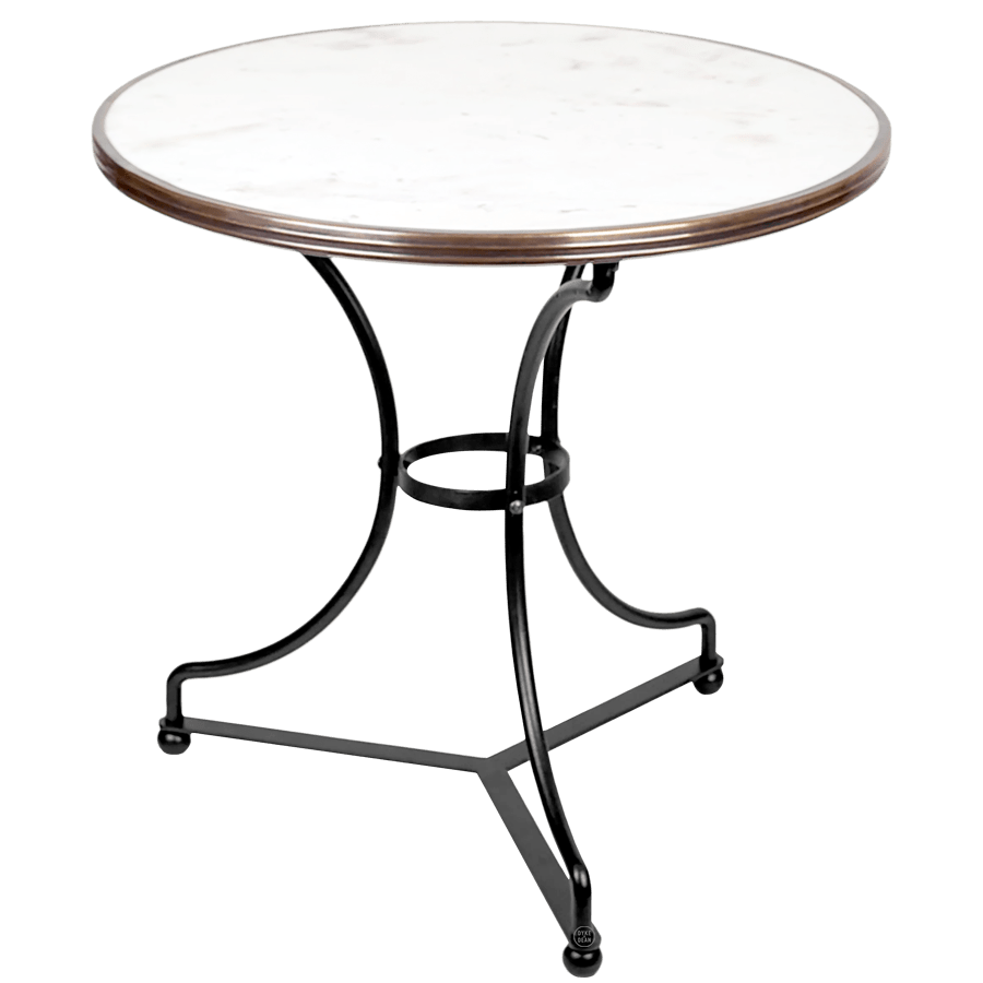 CARRARA WHITE MARBLE FRENCH BISTRO TABLE 28” WITH THREE LEG BASE - DYKE & DEAN