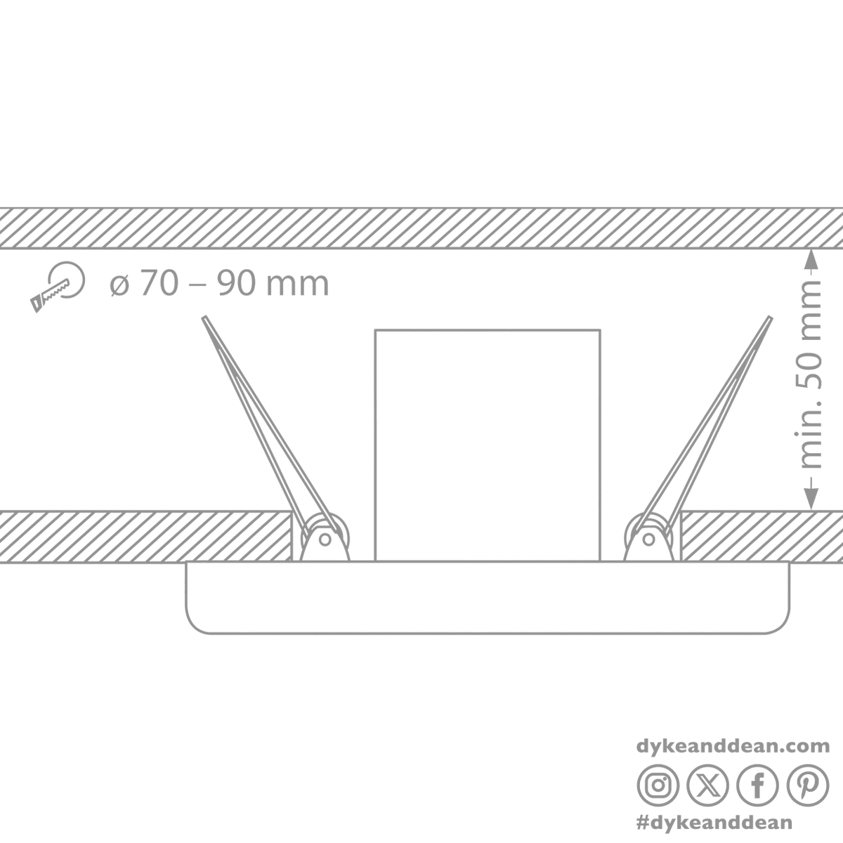 CERAMIC CEILING E27 RECESSED LIGHT BLACK - DYKE & DEAN