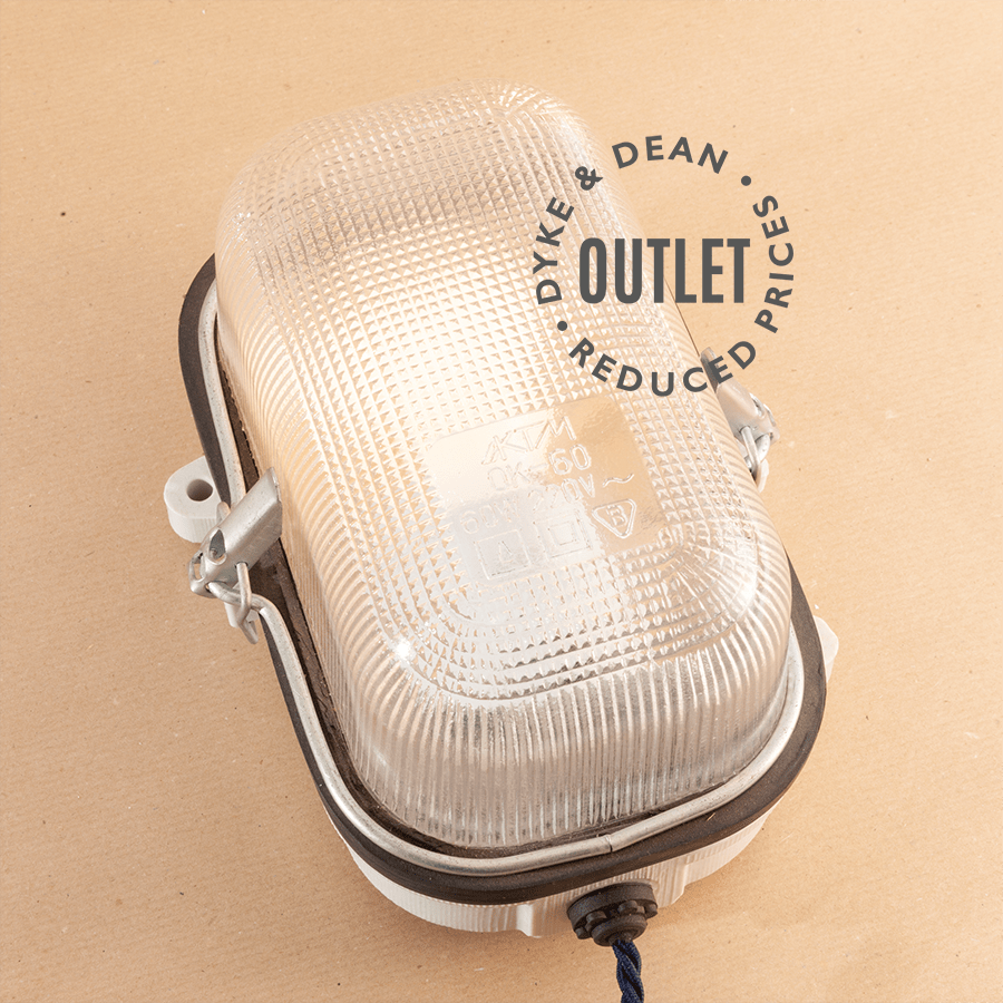 CERAMIC VINTAGE BULKHEAD LIGHT OUTLET - DYKE & DEAN