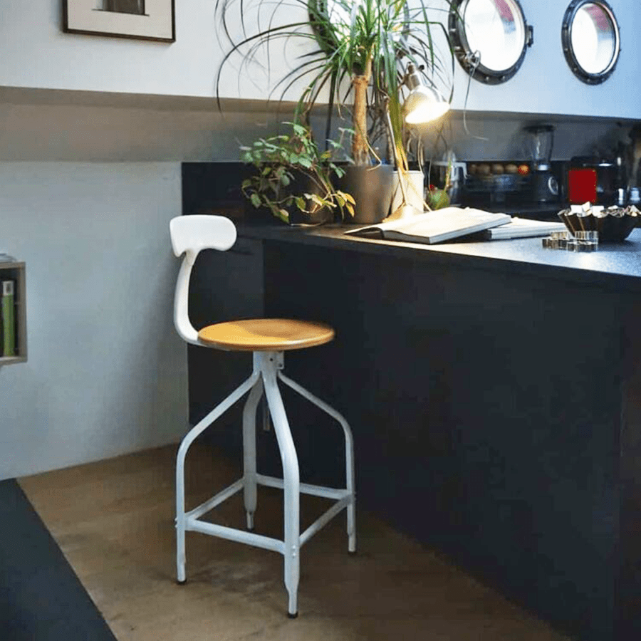 CHAISES NICOLLE DESSINATEUR TALL ADJUSTABLE SWIVEL CHAIR WOOD - DYKE & DEAN